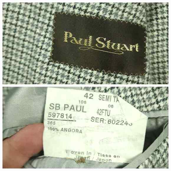 Paul Stuart Blazer Sport Coat Mens 42R Angora Dapper Deconstructed Houndstooth - Picture 5 of 11
